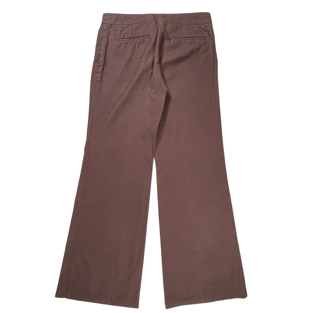 Tory Burch Wide Leg Pants Women 2 Brown Flare Cotton Blend Office Work Academia